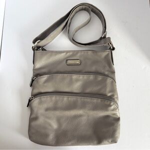 Rosetti Gray Faux Leather Crossbody Handbag Purse